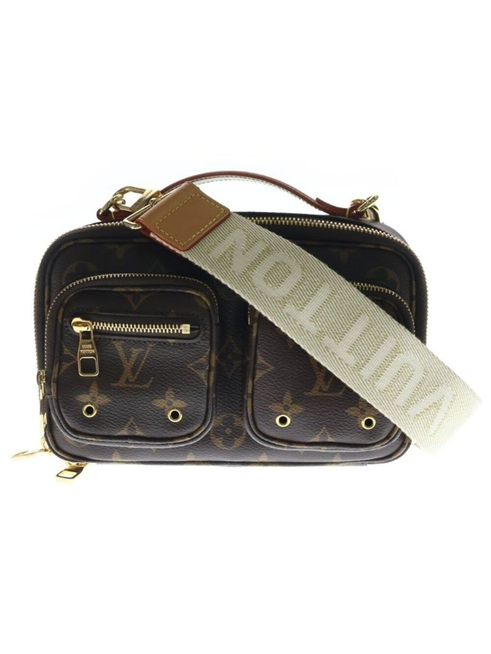 Louis Vuitton Monogram Utility Shoulder Bag Brown Leather Gold